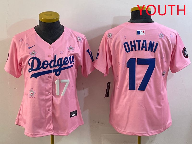Youth Los Angeles Dodgers #17 Ohtani Pink Sakura Edition 2025 Nike MLB Jersey style 27->youth mlb jersey->Youth Jersey